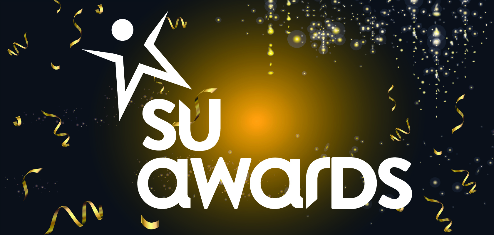 SU Awards written in white font on black and gold background